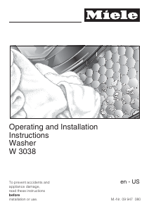 Handleiding Miele W 3038 Wasmachine