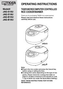 Bruksanvisning Tiger JAG-B10U Riskokare