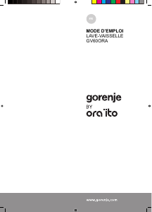 Mode d’emploi Gorenje GV60ORA Lave-vaisselle