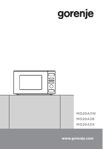 Instrukcja Gorenje MO20A3B Kuchenka mikrofalowa