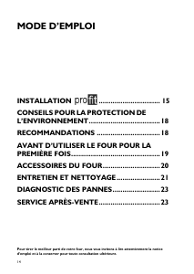 Mode d’emploi Ignis AKS 185/WH Four