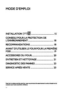 Mode d’emploi Ignis AKS 186/IX Four
