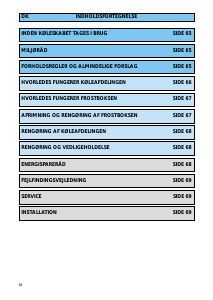 Brugsanvisning Ignis ARL 101-K/G/01 Køleskab