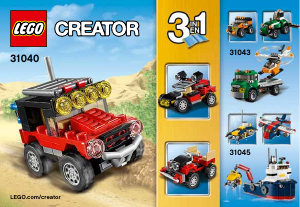Manual Lego set 31040 Creator Carros de corrida do deserto