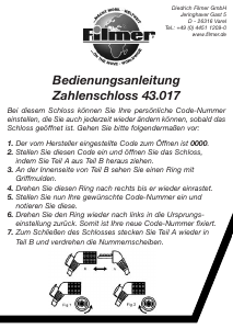 Bedienungsanleitung Filmer 43.017 Fahrradschloss