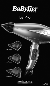 Kullanım kılavuzu BaByliss 6670E Le Pro Saç kurutma makinesi