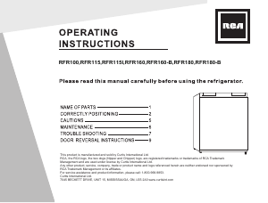 Mode d’emploi RCA RFR115I Réfrigérateur