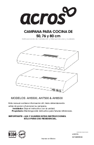 Manual de uso Acros AH7500B Campana extractora
