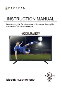 Mode d’emploi Proscan PLED4049-UHD Téléviseur LED