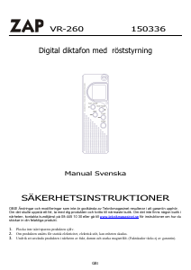 Bruksanvisning Zap VR-260 Diktafon