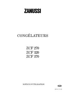 Mode d’emploi Zanussi ZCF 320 Congélateur