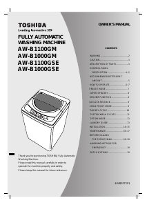 Manual Toshiba AW-B1000GM Washing Machine