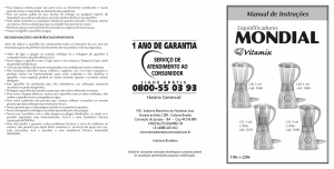 Manual Mondial L-40 Liquidificadora