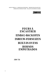 Mode d’emploi Zanussi ZBN721N Four