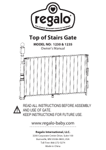 Bruksanvisning Regalo 1230 Top of Stairs Säkerhetsgrind
