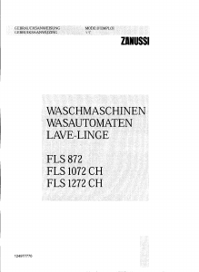 Mode d’emploi Zanussi FLS 1272 CH Lave-linge