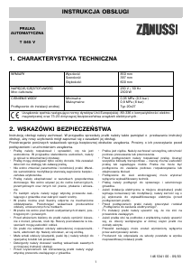 Instrukcja Zanussi T845V Pralka