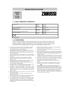 Manual Zanussi TA850 Mașină de spălat