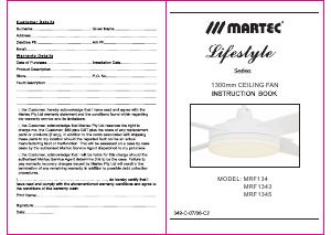 Bruksanvisning Martec MRF1345 Lifestyle Takfläkt