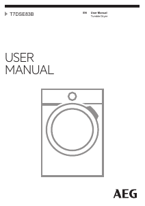 Manual AEG T7DSE83B Dryer