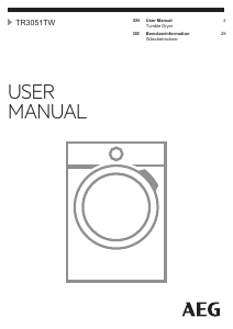 Manual AEG TR3051TW Dryer