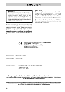 Manual Zanussi ZC602V Range