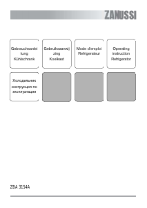 Manual Zanussi ZBA3154A Refrigerator