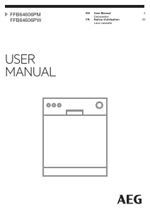 Manual AEG FFB64606PW Dishwasher