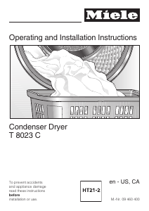 Manual Miele T 8023 C Dryer